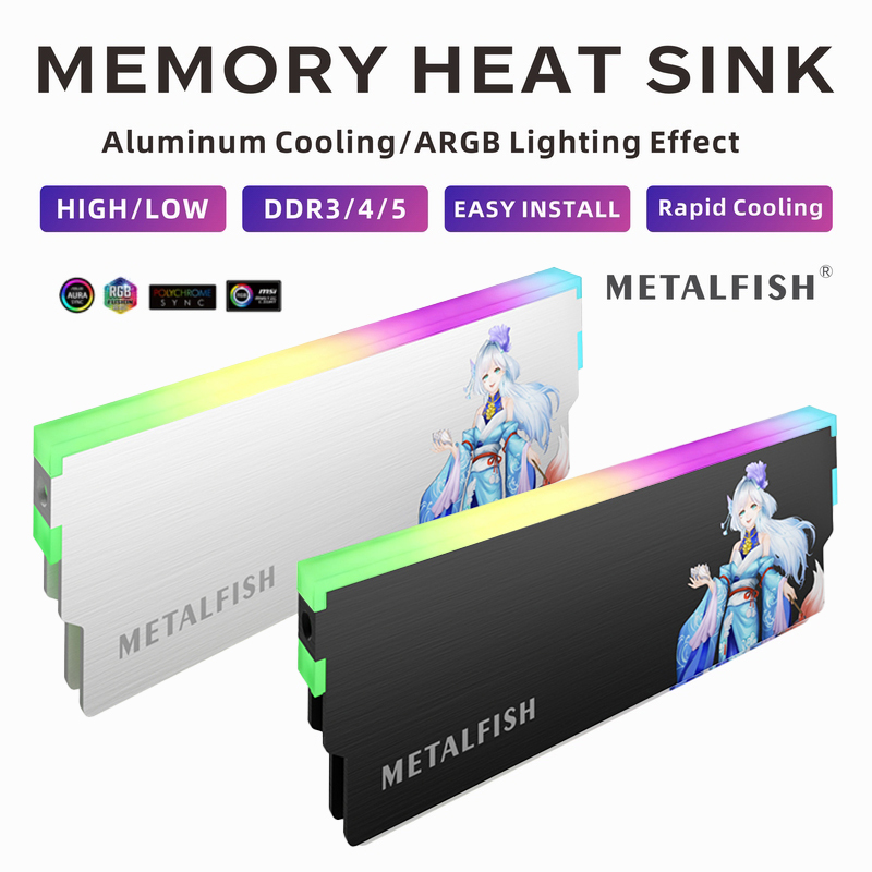 Ddr4 Desktop Ram - METALFISH DRAM Dissipador de calor 5V-3PIN